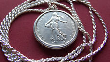 1963 France 5 Franc Silver Coin Pendant on a 24" .925 Sterling Silver Rope Chain for sale  Shipping to South Africa