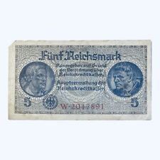 1943 ALEMANIA ANTIGUO 5 MARCOS ALEMANES BILLETE SEGUNDA GUERRA GUERRA EDICIÓN NAZI ESVÁSTICA REICHSMARK segunda mano  Embacar hacia Argentina