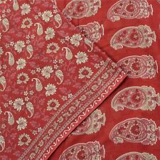Sanskriti Vintage Sarees Red Kalamkari Printed Pure Cotton Sari 5Yd Craft Fabric for sale  Shipping to South Africa
