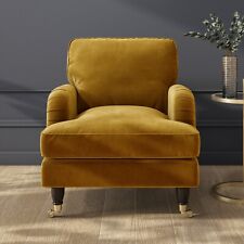 Mustard velvet armchair for sale  HUDDERSFIELD