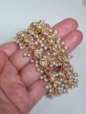 Indian Pakistani  2 Gold Gajra Pearls Bangles With white Stones for sale  MANCHESTER