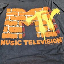 Camiseta MTV masculina música televisão preta logotipo tijolo MTV M média Tultex, usado comprar usado  Enviando para Brazil