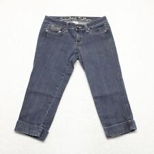 Industrial Cotton Women's Junior Size 9 Blue Capri Cuffed Dark Wash Stretch Jean for sale  Shipping to South Africa