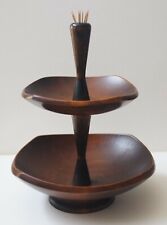 Wooden two-tier serving tray, used for sale  Shipping to South Africa