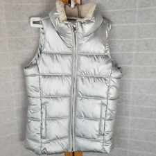 Colete acolchoado Old Navy meninas S (6-7) prata metálica com forro de lã Sherpa comprar usado  Enviando para Brazil