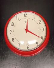 Reloj de pared redondo retro de metal rojo, usado segunda mano  Embacar hacia Argentina