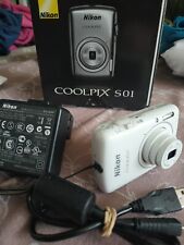 Nikon Coolpix S01 10.1MP Y2K Digital Camera White/White + Box + Charger  for sale  Shipping to South Africa