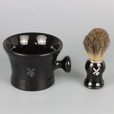 Cepillo de afeitado para cabello Van Der Hagen tejón y taza de cerámica negra molino de viento segunda mano  Embacar hacia Argentina