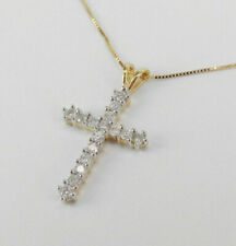2 CT Round Cut Diamond Cross Pendant Necklace 14K Yellow Gold Over Free Chain for sale  Shipping to South Africa