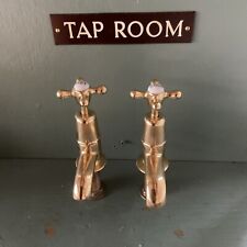 Used, Refurbished Antique Brass Basin Taps Vintage - New Washers Ready To Fit.  L30 for sale  Shipping to South Africa