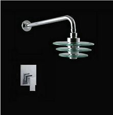 Used, Bathroom Art glass Rain Shower Faucet Chrome shower Head Arm control valve set for sale  Shipping to South Africa