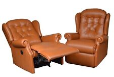  1 of 2 TAN LEATHER ELECTRIC RECLINER ARMCHAIR, used for sale  LONDON