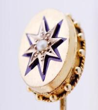 Antique Victorian Tie Pin  Silver and Solid 18k Gold Enamel Pearl c1880 for sale  Shipping to South Africa