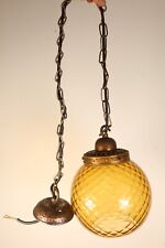 Vintage SWAG Pendant Light Ceiling Globe Hanging Lamp MCM Amber Mid Century for sale  Shipping to South Africa