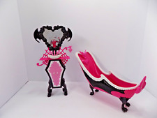 Monster High Doll Draculaura Powder Room Bathroom Vanity Mirror & Sink + Bath for sale  Shipping to South Africa