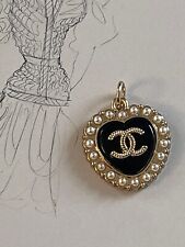 Stamped  Black and Pearl Designer Replacement Button 23mm Gold Heart Charm for sale  Shipping to South Africa