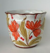 Lourd cache-pot en faïence " Italy",   vintage , décor fait main de fleurs d'occasion  Sennecey-le-Grand