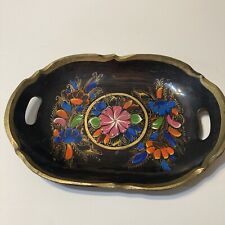 Bandeja de servir ovalada de madera tallada a mano de batea floral mexicana de colección arte popular, usado segunda mano  Embacar hacia Argentina