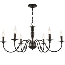 MeiShiDeng 35" Black Farmhouse Chandelier 6-Light Rustic Industrial Iron Chandel, used for sale  Shipping to South Africa