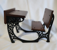 American Doll Mini School Desk Solid Wood Ornate Cast Iron Legs 12.5 X 10 x 8, used for sale  Shipping to South Africa