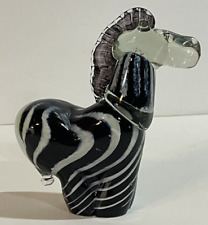 Ngwenya Glass Swaziland Handmade Zebra Art Glass 4.5"x4", used for sale  Shipping to South Africa