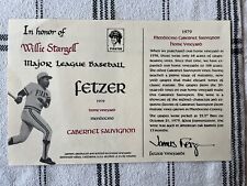 RARE 1979 Fetzer Willie Stargell Wine Label Placard Cabernet Sauvignon Mendocino for sale  Shipping to South Africa