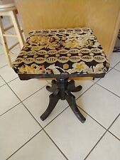 Antique Square Black Walnut Upholstered Adjustable Piano Stool Seat "Nice" for sale  Shipping to South Africa