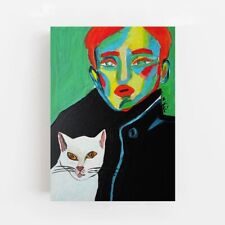 obraz do salonu akryl kotka z dżentelmenem portret kota animals zwierzęta  na sprzedaż  PL