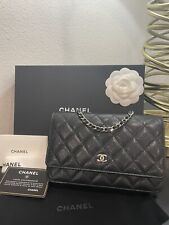 Chanel Classic WOC Wallet On Chain Quilted Caviar Black/Silver til salgs  Frakt til Norway
