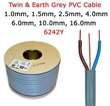 Twin and Earth Cable 6242Y 1mm 1.5mm 2.5mm 4mm 6mm 16mm Lighting Socket Cooker  for sale  Shipping to South Africa