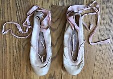 Vintage Ballerina by Capezio Pointe Shoes Pink Satin Ribbon Sz 2.5D Leather Sole, used for sale  Shipping to South Africa