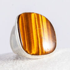 Silber Ring, Siegel, Silberring, Tigerauge, schimmernd, groß, freie Form, Gr. 58, usado comprar usado  Enviando para Brazil