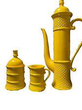 Yellow AES Japan Ceramic Medieval Moroccan Coffee Tea Set Pot Sugar Creamer for sale  Shipping to Canada