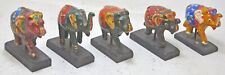 Used, Lot of 5 Vintage Wooden Elephant Figurines Original Old Hand Carved Painted for sale  Shipping to South Africa