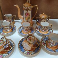 A BEAUTIFUL HAND PAINTED FLOWER DESIGN NORITAKE LUSTRE FINISH COFFEE SET, used for sale  Shipping to South Africa