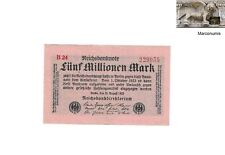 Billete alemán de cinco millones de marcos emitido en 20.08.1923 B24 229955 aunc, usado segunda mano  Embacar hacia Argentina