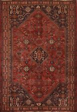 Tapete de área vintage geométrico vermelho lã feito à mão Abadeh tapete tribal 5'x8' comprar usado  Enviando para Brazil