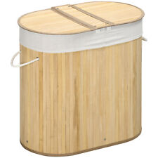 HOMCOM 100L Bamboo Laundry Basket w/ 2 Compartments Washing Baskets ,Refurbished for sale  Shipping to South Africa