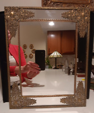 Espelho de parede filigrana vintage, 15 1/2 X 12 1/2 polegadas, decoração para casa em tom dourado, usado comprar usado  Enviando para Brazil
