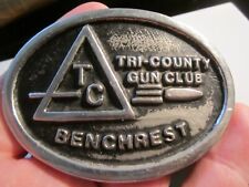 BENCHREST TRI-COUNTRY GUN CLUB BELT BUCKLE SOLID BRONZE - GW-13 for sale  Shipping to South Africa