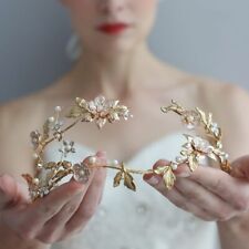 Tiara de casamento floral coroa de cabelo acessórios de strass tiara de noiva peça para cabeça comprar usado  Enviando para Brazil