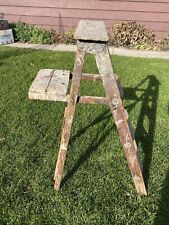 3 Step 4 ft. tall Folding Wood Step Ladder Rustic Farmhouse Plant Stand Decor for sale  Milwaukee
