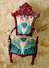 Bespaq Dollhouse Miniature Mogno Estampa Azul Assento Cadeira Braço 1784 comprar usado  Enviando para Brazil