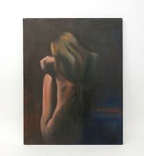 Vintage Dark Moody Nude Woman Profile Portrait Oil Painting 22"x28" for sale  Shipping to Canada