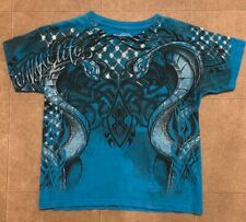 Vtg Elite MMA Youth Boys All Over Print Blue Sz 8 T Shirt Y2K Affliction Style for sale  Shipping to South Africa