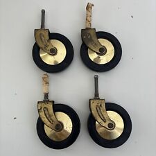Vintage MCM Mid Century Brass Black Casters Wheels for Bar Cart Replacement for sale  Shipping to South Africa