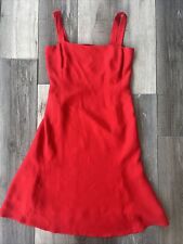Vestido RALPH LAUREN 100% Seda Tamanho 8 Vermelho Vintage Fit & Flare comprar usado  Enviando para Brazil