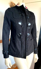 INSIDE OUTERWEAR Fitted HOODED BLACK DUFFLE COAT SMALL Vintage Wholesale Stock, used for sale  Shipping to South Africa