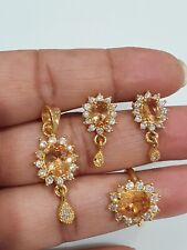 Yellow Gold Plated Pendant Ring Adjus Earrings Set Gokd Cz Crystal Eid Gift  for sale  WOLVERHAMPTON