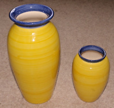 2 matching flower vases set. Yellow and blue porcelain china. for sale  Shipping to South Africa